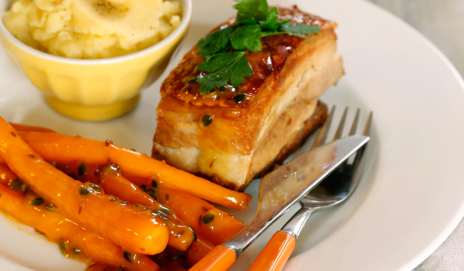 Twice-Cooked-Pork-Belly-with-Passionfruit-Carrots